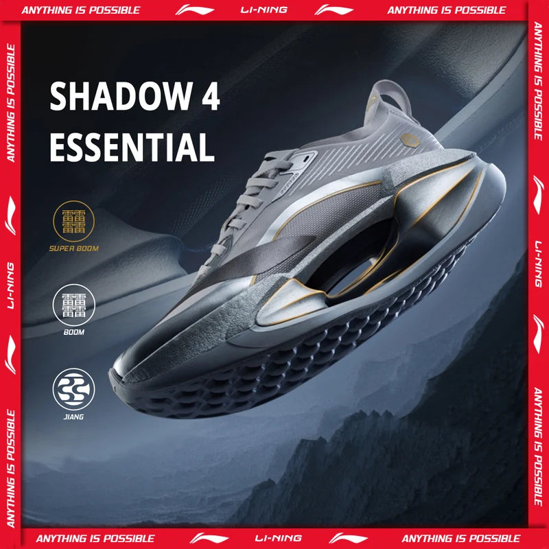 Li-Ning Men's SHADOW 4 ESSENTIAL Running Shoes SUPER BOOM Rebound-Speed LiNing Sports Shoes Daily Jogging Sneakers ARRW007