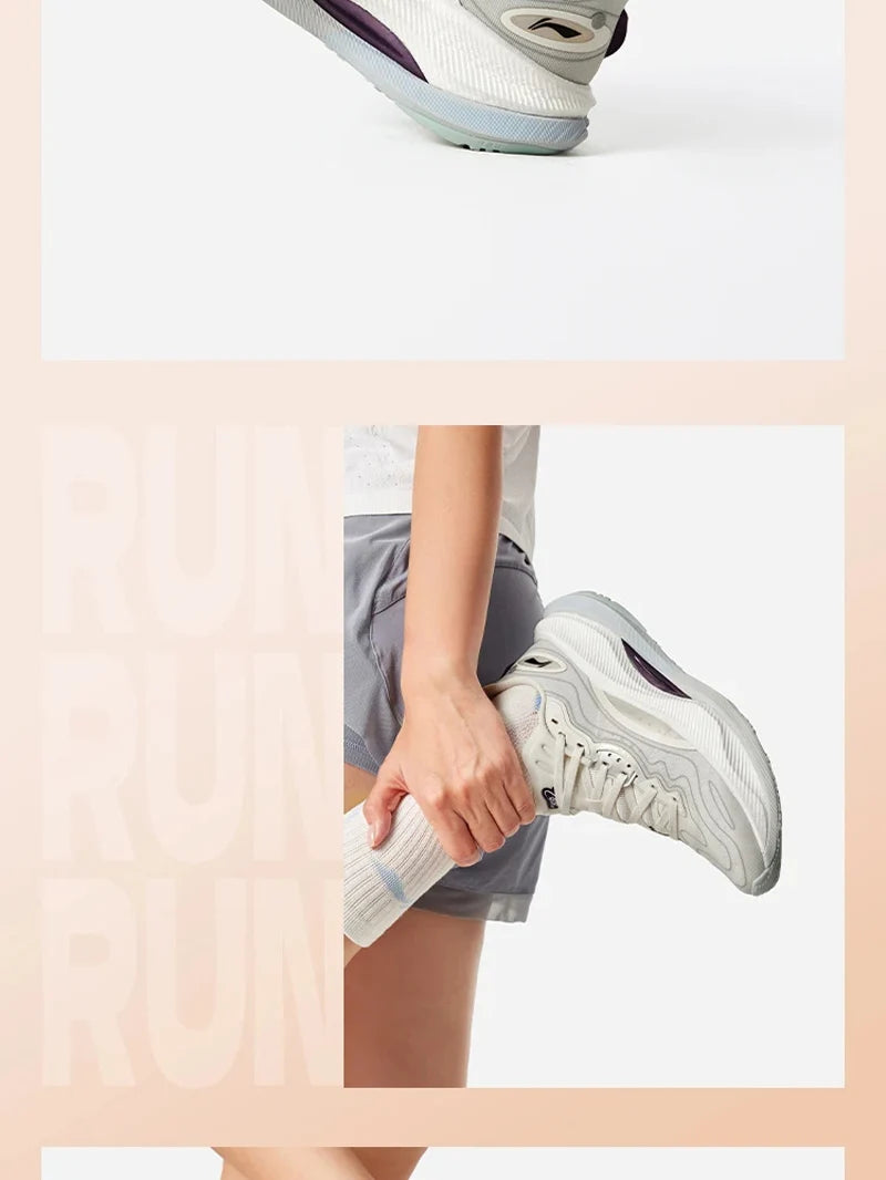 Li-Ning Women's YUEYING 4 PRO Cushion Running Shoes LN CLOUD PLUS Cushion LiNing Anti-slip Wearable Sneakers ARHV006