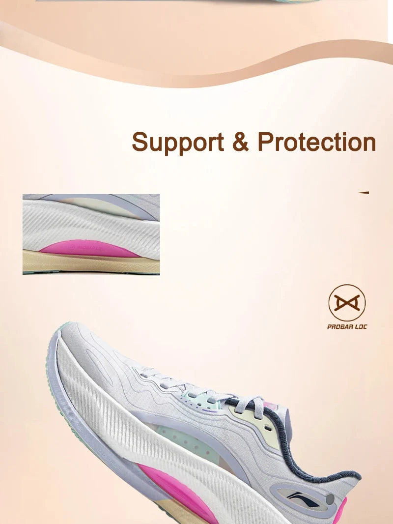 Li-Ning Women's YUEYING 4 PRO Cushion Running Shoes LN CLOUD PLUS Cushion LiNing Anti-slip Wearable Sneakers ARHV006