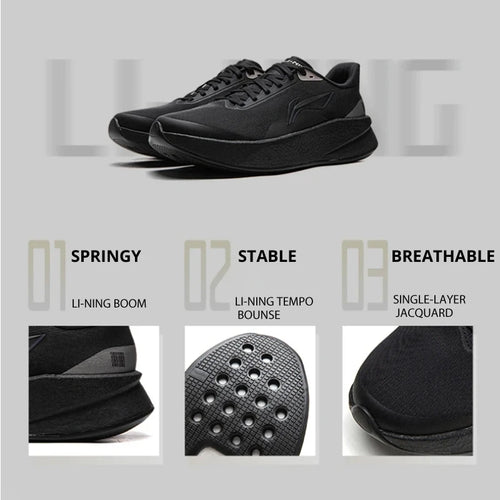 Li-Ning Men's CHAOYING Cushion Running Shoes BOOM Lightweight Springy TEMPO BOUNSE Soft LiNing Comfortable Sneakers ARBW007