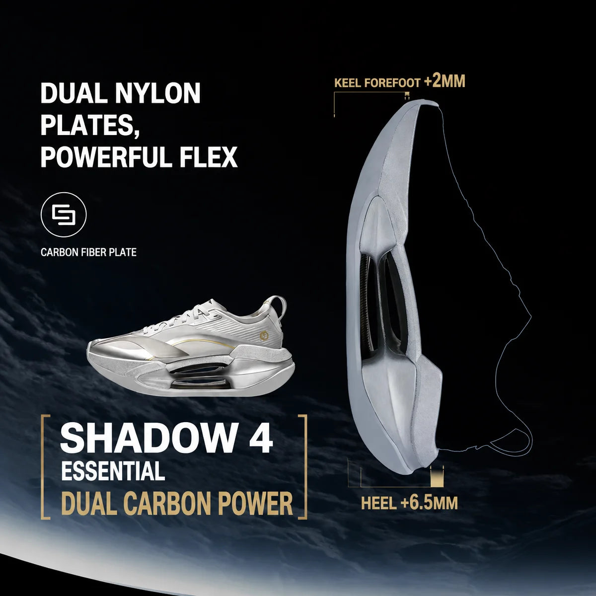 Li-Ning Men's SHADOW 4 ESSENTIAL Running Shoes SUPER BOOM Rebound-Speed LiNing Sports Shoes Daily Jogging Sneakers ARRW007