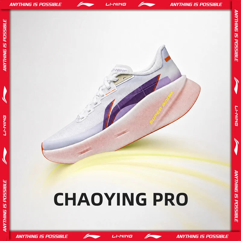 Li-Ning Women's CHAOYING PRO Cushion Running Shoes SUPER BOOM Lightweight Breathable LiNing Daily Sports Shoes ARBW004