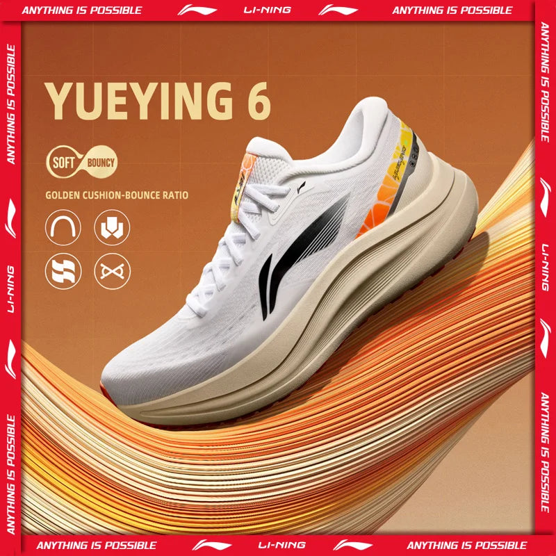 Li-Ning Men's YUEYING 6 Optimized Cushion Running Shoes with Wide Toe Box TEMPO BOUNSE Stable Support LiNing Sneakers ARHW017