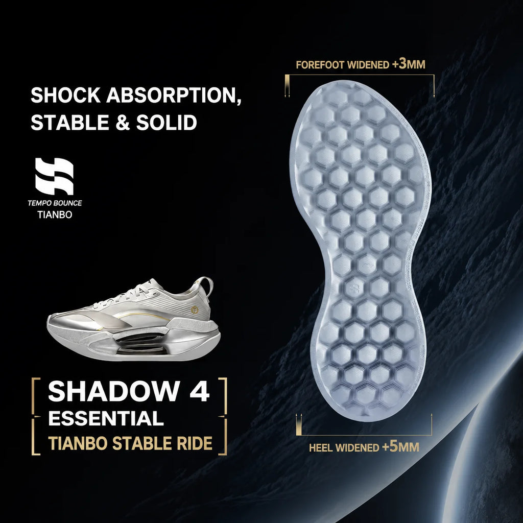 Li-Ning Men's SHADOW 4 ESSENTIAL Running Shoes SUPER BOOM Rebound-Speed LiNing Sports Shoes Daily Jogging Sneakers ARRW007