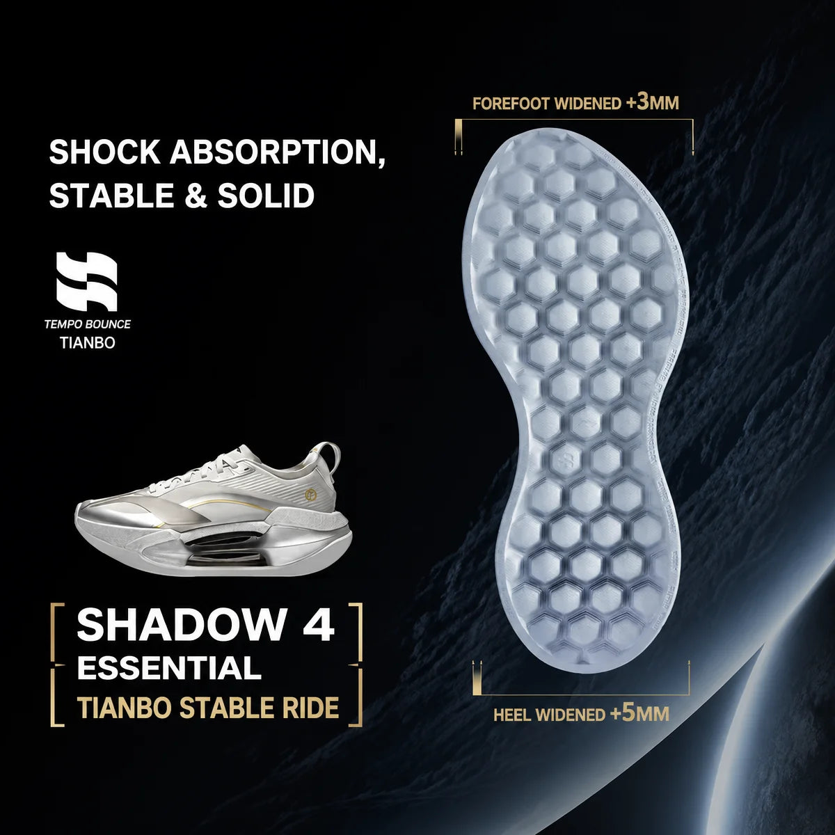 Li-Ning Men's SHADOW 4 ESSENTIAL Running Shoes SUPER BOOM Rebound-Speed LiNing Sports Shoes Daily Jogging Sneakers ARRW007